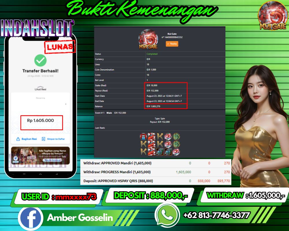 INDAHSLOT KOI GATE Rp.1.605,000,- LUNAS!!