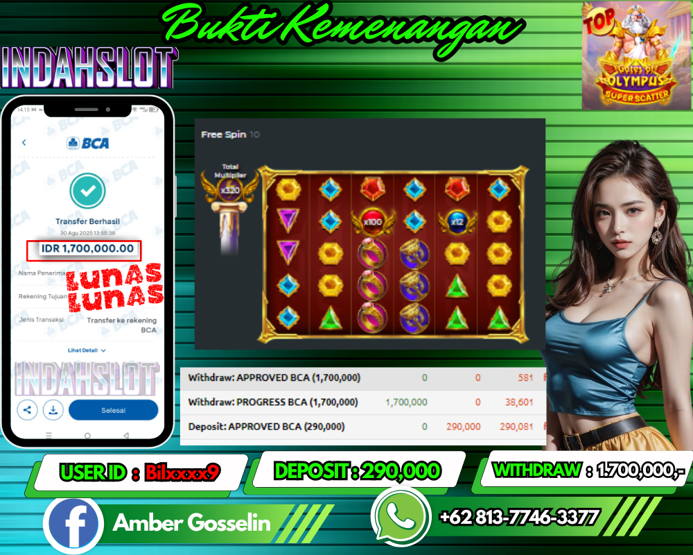 INDAHSLOT Olympus Super Scatter  Rp 1.700,000,- LUNAS!!