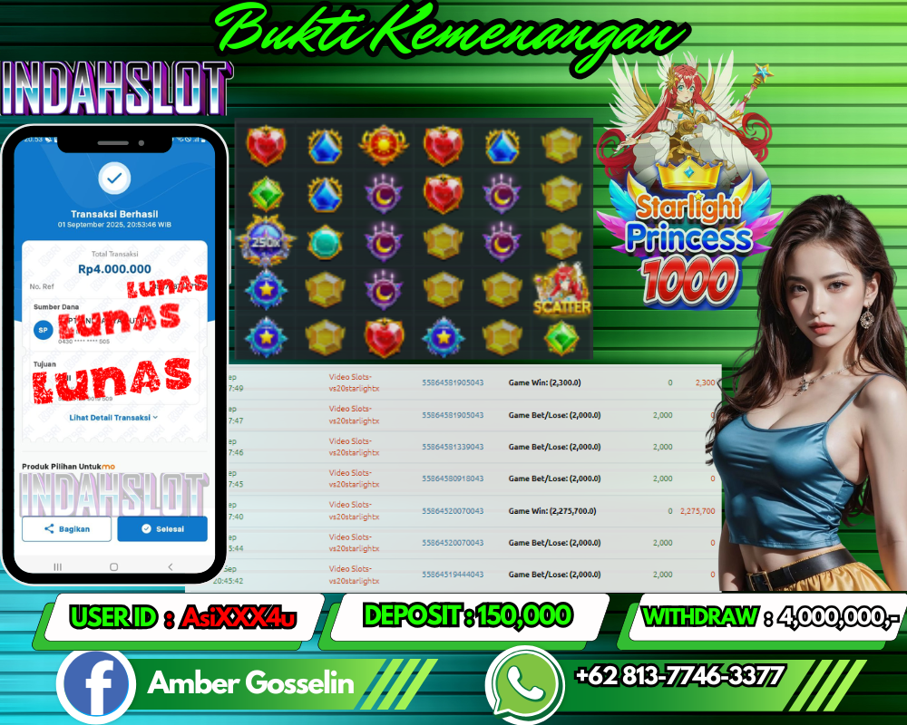 INDAHSLOT STARLIGHT PRINCESS 1000 Rp 4,000,000,- LUNAS!!