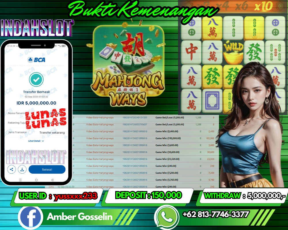 INDAHSLOT MAHJONG WAYS Rp 5,000,000,- LUNAS!!