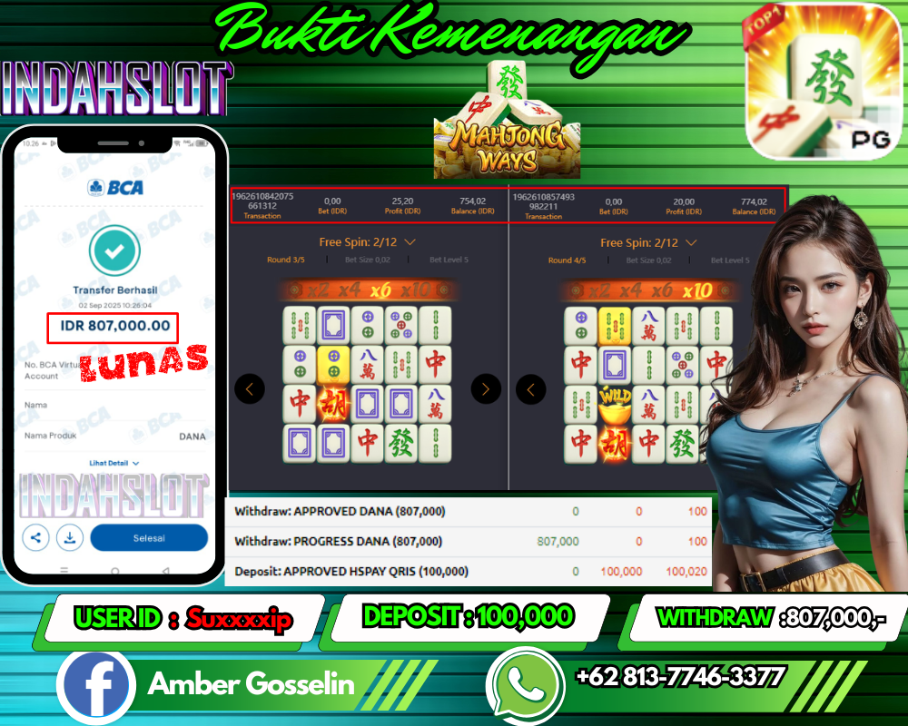 INDAHSLOT MAHJONG WAYS Rp 807,000,- LUNAS!!