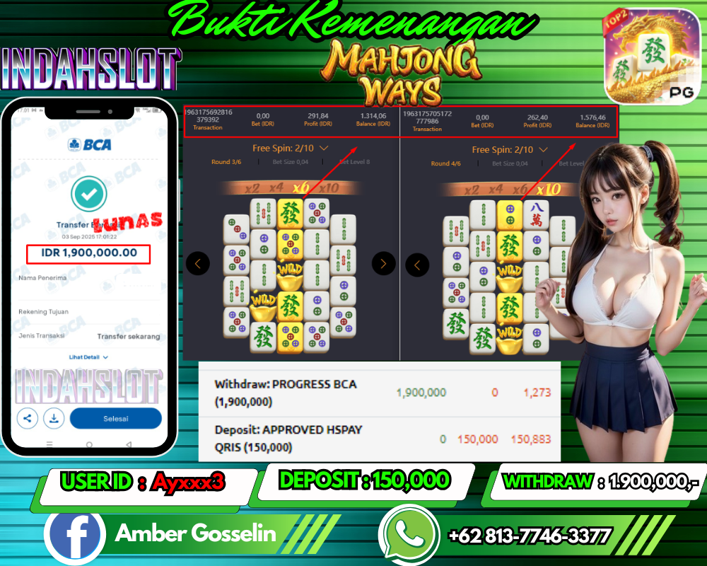 INDAHSLOT MAHJONG WAYS Rp 1,900,000,- LUNAS!!