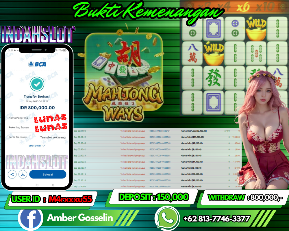 INDAHSLOT MAHJONG WAYS Rp 800,000,- LUNAS!!