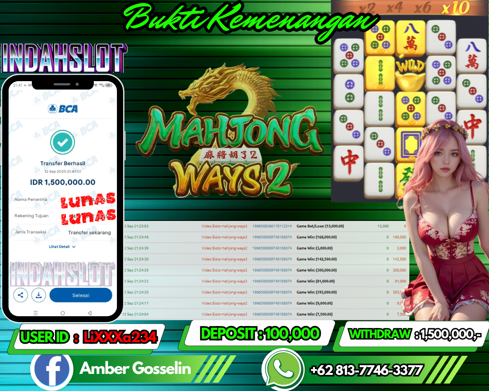 INDAHSLOT MAHJONG WAYS 2 Rp 1,500,000,- LUNAS!!