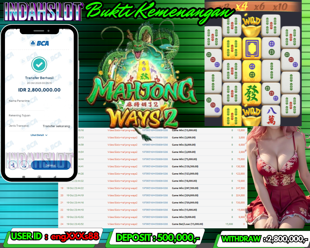 INDAHSLOT MAHJONG WAYS 2 Rp 2,800,000,- LUNAS!!
