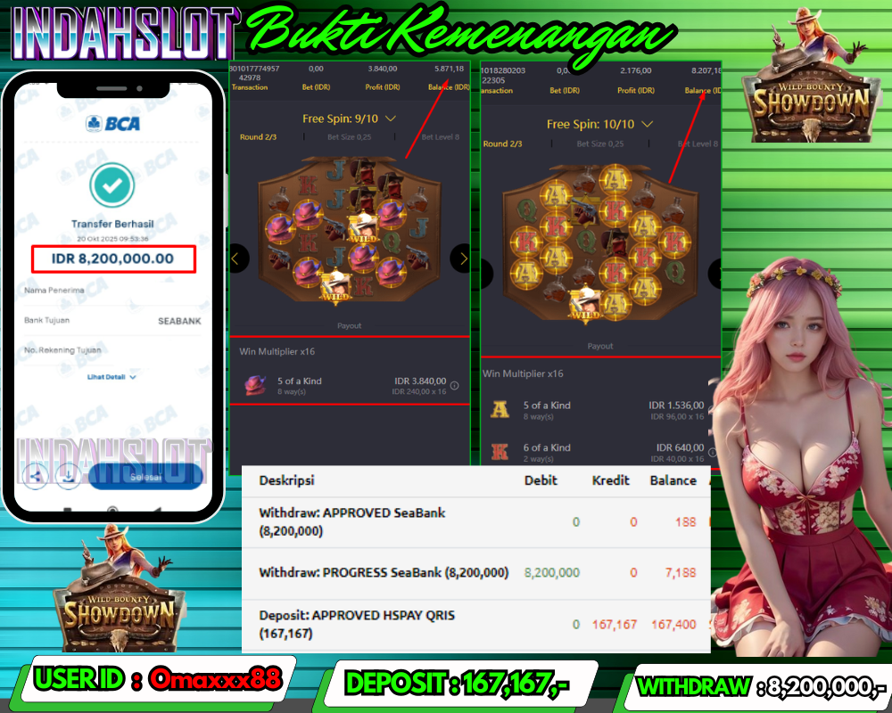 INDAHSLOT WILD BOUNTY SHOWDOWN Rp 8.200,000,- LUNAS!!