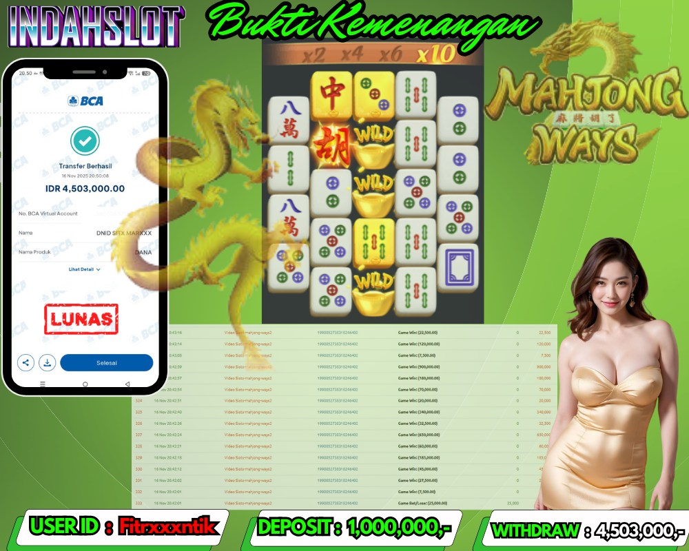 INDAHSLOT MAHJONG WAYS 2 Rp. 4,503,000,LUNAS