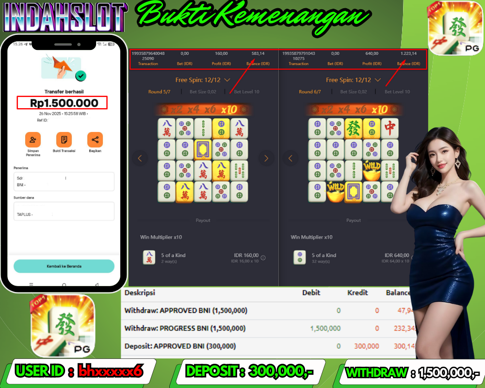 INDAHSLOT MAHJONG WAYS Rp. 1,500,000,LUNAS