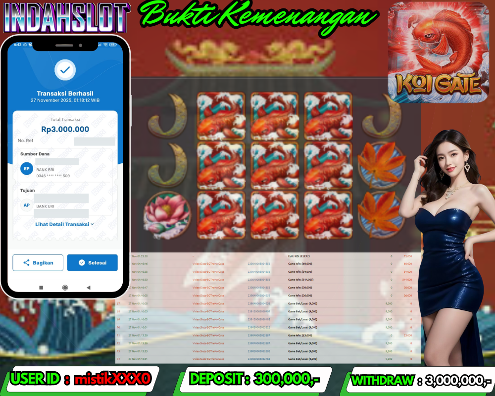 INDAHSLOT KOI GATE Rp. 3,000,000,LUNAS