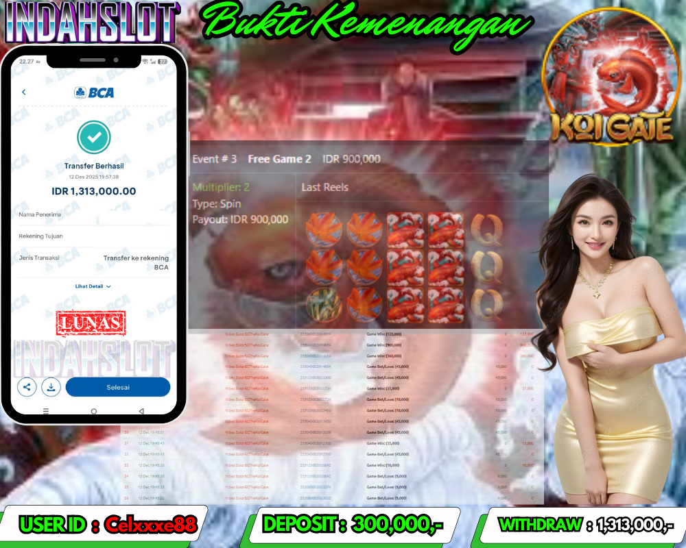 INDAHSLOT KOI GATE Rp.1,313,000 LUNAS