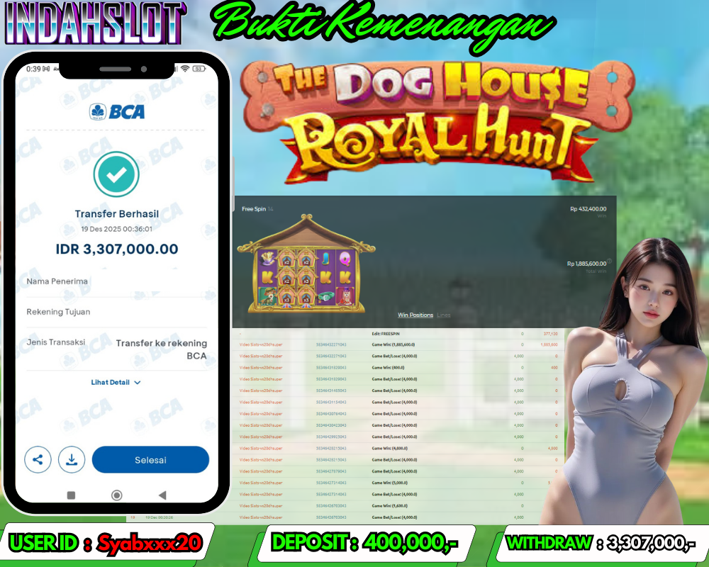 INDAHSLOT THE DOG HOUSE ROYAL HUNT Rp.3,307,000LUNAS