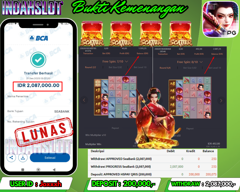 INDAHSLOT GEISHAS REVENGE Rp.2,087,000 LUNAS