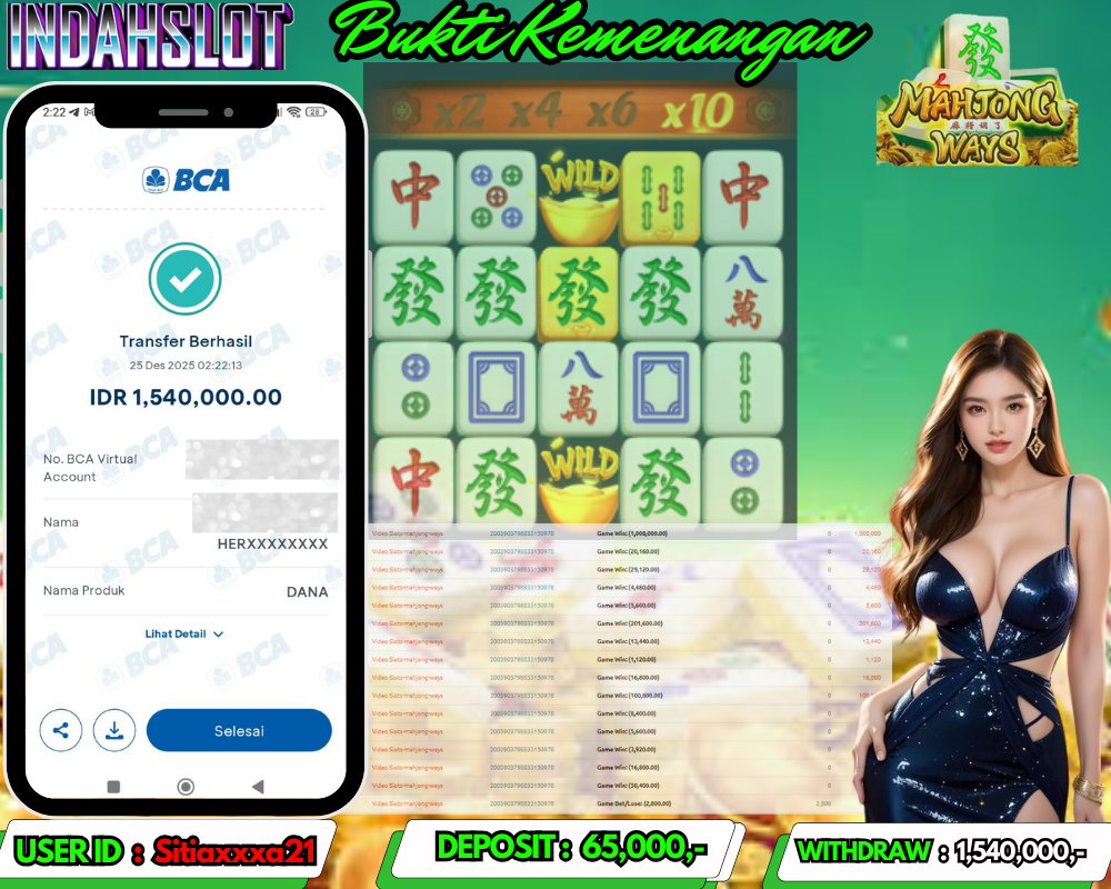 INDAHSLOT MAHJONG WAYS Rp.1,540,000LUNAS