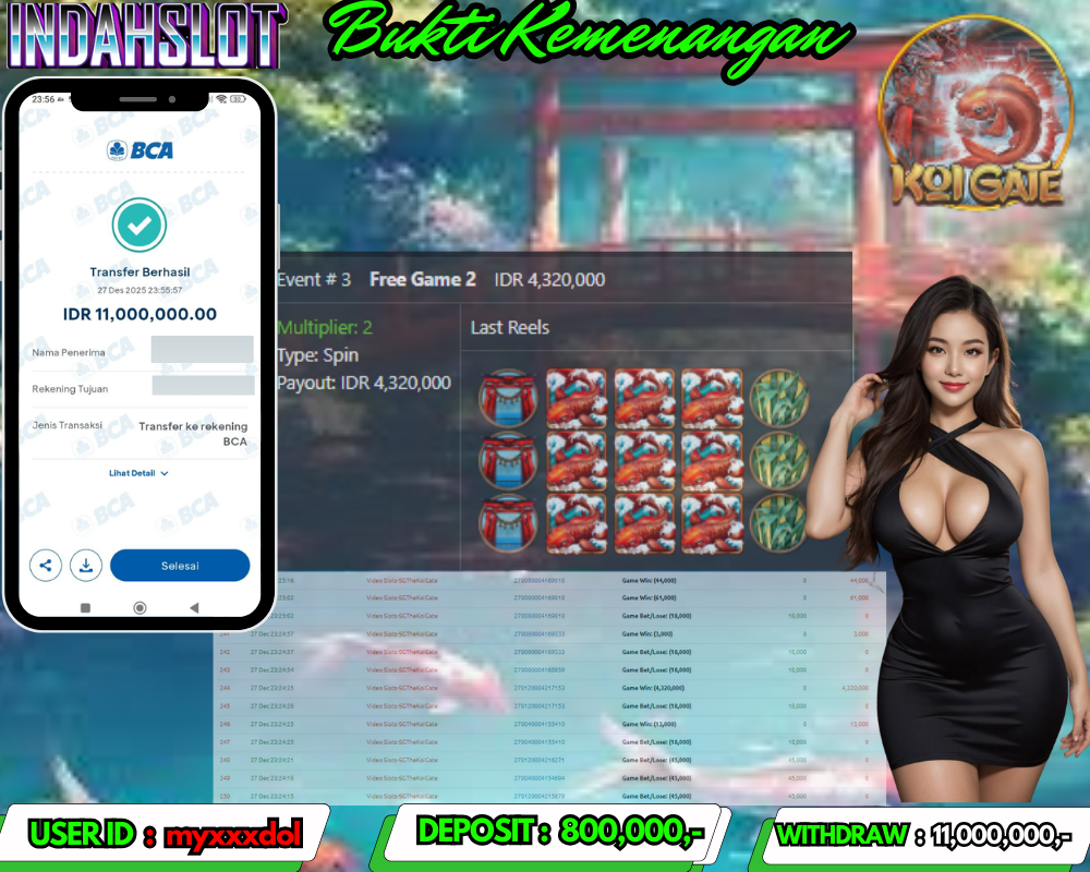 INDAHSLOT KOI GATE Rp.11,000,000 LUNAS