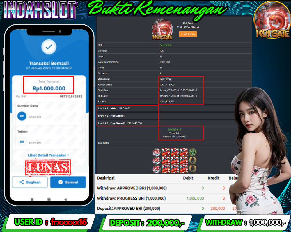 INDAHSLOT KOI GATE Rp.1.000.000 LUNAS