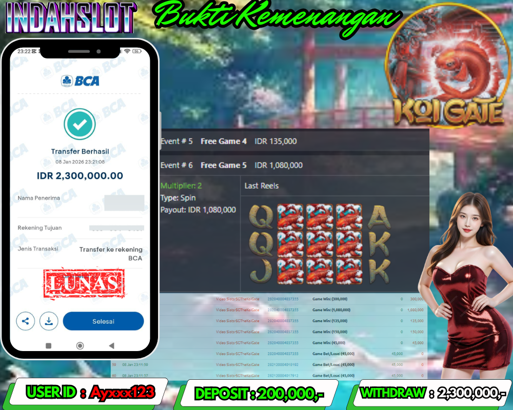 INDAHSLOT KOI GATE Rp.2,300,000 LUNAS