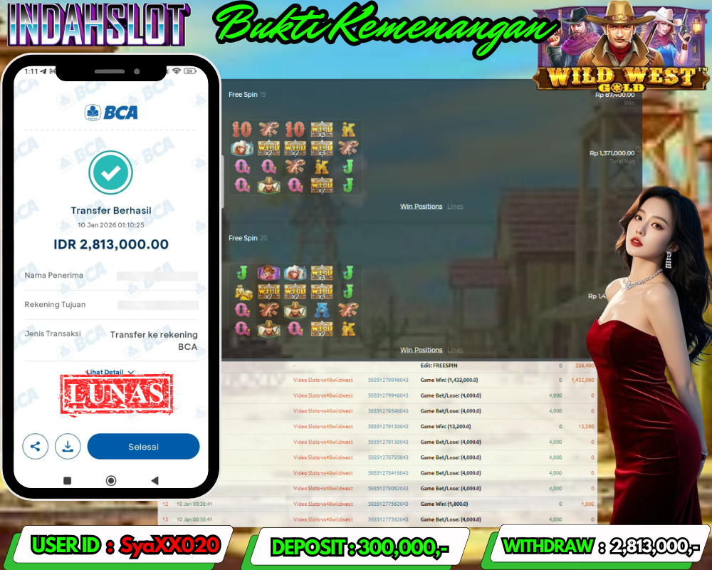 INDAHSLOT WILD WEST GOLD Rp.2,813,000LUNAS