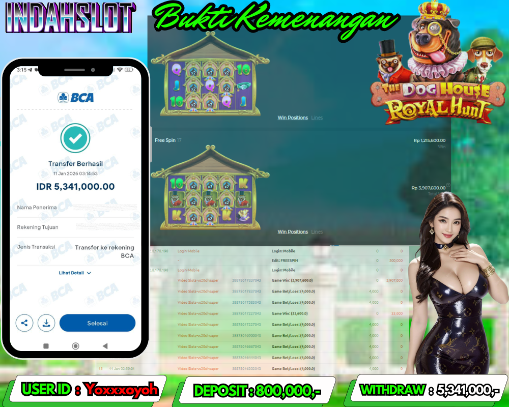 INDAHSLOT  THE DOG HOUSE ROYAL HUNT Rp.5,341,000 LUNAS