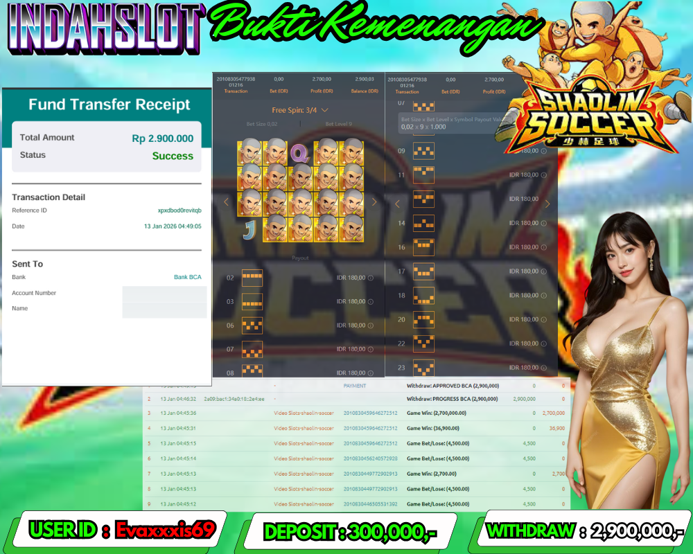 INDAHSLOT SHAOLIN SOCCER Rp.2,900,000 LUNAS